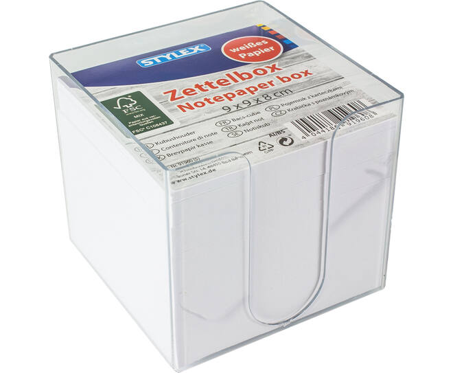 Zettelbox, weißes Papier, FSC